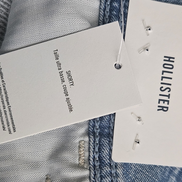 Hollister Shortie Short Ultra Low Rise Tight Fit Women's Light Blue Denim Shorts - Picture 4 of 11